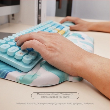 Θήκη καρπού για πληκτρολόγιο - ενσωματωμένη, μαλακή και άνετη, αντιολισθητική, μονόπλευρη, ύφασμα + αφρός + PU κάτω, εκτύπωση μεταφοράς θερμότητας