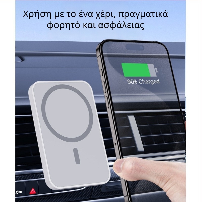 Αυτοκινητό στήριγμα για κινητό με μαγνητική ασύρματη φόρτιση MagSafe για iPhone – PD γρήγορη φόρτιση έως 15W (Τοποθέτηση στο αυτοκίνητο)
