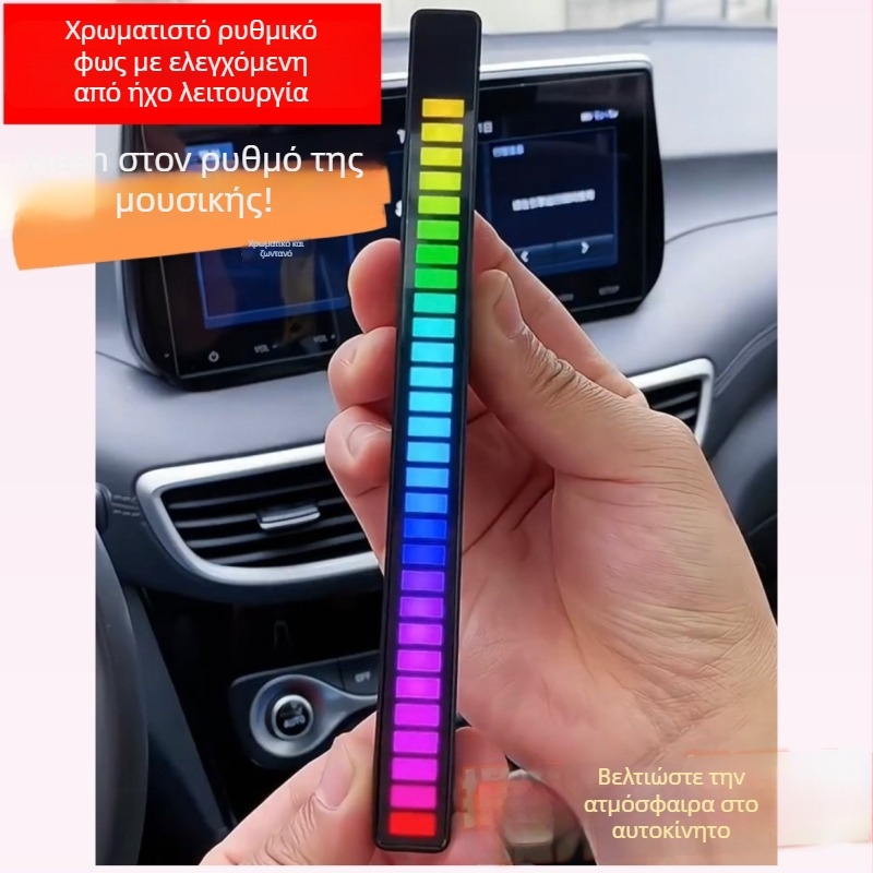 Φωτιστικό περιβάλλοντος αυτοκινήτου LED με φωνητικό έλεγχο και μουσικό ρυθμό — εσωτερικός διακοσμητικός φωτισμός, σώμα PVC, έως 36V, κάλυψη 1–3 τ.μ., 3C πιστοποίηση