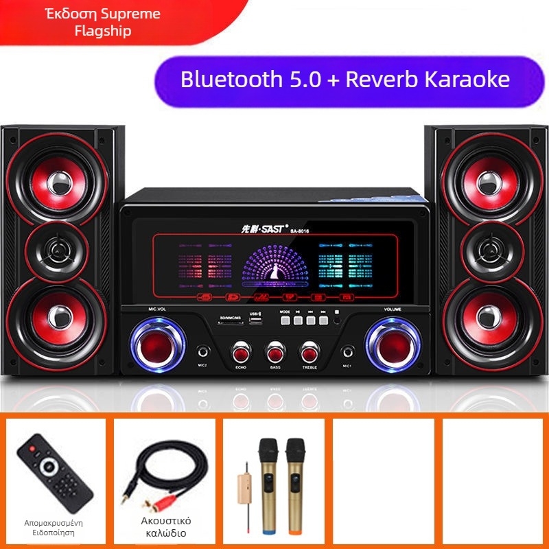 Xianke 8016 2.1 καναλιών ξύλινο επιτραπέζιο σύστημα ηχείων με USB θύρα, MP3 αναπαραγωγή, μέγιστη ισχύς 60W