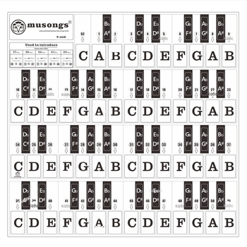 Ετικέτα πλήκτρων πιάνου, μοντέλο T-30Z, PVC διαφανές, πλήκτρα χωρίς κόλλα, συμβατή με 88 πλήκτρων