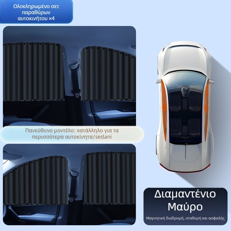 Κουρτίνα σκίασης παραθύρων πλευρικού αυτοκινήτου με μαγνητική εγκατάσταση, PMMA υλικό, κατάλληλη για ειδικά μοντέλα οχημάτων