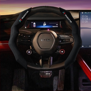 Κάλυμμα τιμονιού από σουέντ, στυλ κασέτας, μη ολισθαίνον, απορροφά τον ιδρώτα, για όλες τις εποχές, εγκατάσταση με snap-on