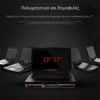 Thin Ice 6 ψύκτης φορητού υπολογιστή με 6 ανεμιστήρες, βάση με αερόψύξης, έλεγχος αφής, πλαστικό περίβλημα