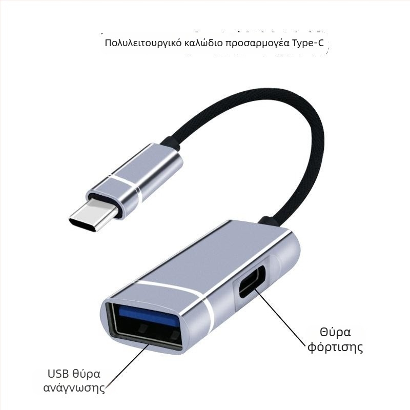 Type-C HUB με δύο θύρες και διαχωριστής, γρήγορη φόρτιση και μεταφορά δεδομένων USB, συμβατό με κινητά τηλέφωνα και iPad, μοντέλο YH-LJX-012
