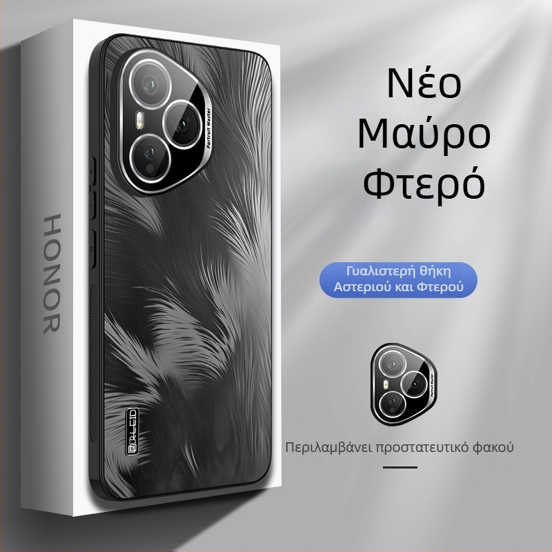 Θήκη για Honor 500 και Honor Magic 8 με προστατευτικό φακού κάμερας, μοτίβο ιριδίζοντων αστρικών φτερών, πλήρης κάλυψη, αντίσταση σε πτώσεις