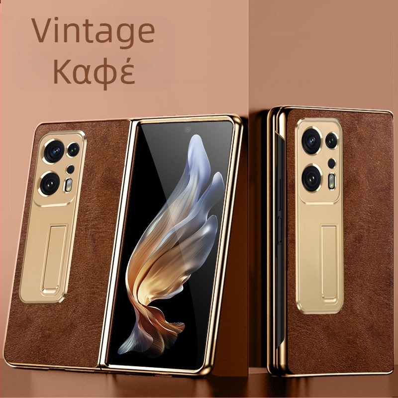 Θήκη OPPO Find N2 από γνήσιο δέρμα με προστασία φακού, ενσωματωμένη βάση και προστασία από πτώσεις