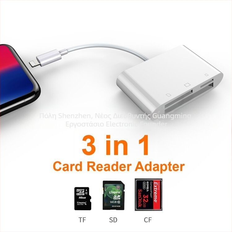 FD-W08 USB 2.0 Πολυλειτουργικός αντάπτορας κάμερας με αναγνώστη καρτών SD/CF/TF, ABS