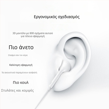 Ενδοακουστικά ενσύρματα ακουστικά με δυναμικό οδηγό ήχου, ευαισθησία 102 dB, καλώδιο 120 cm, μοντέλο 15