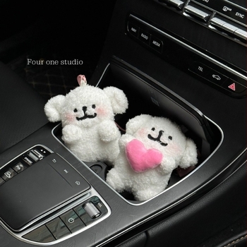 Βελούδινο κρεμαστό αυτοκινήτου με χαριτωμένο κουτάβι, στυλ καρτούν, εσωτερική διακόσμηση αυτοκινήτου, κρεμαστό για τον πίσω καθρέφτη