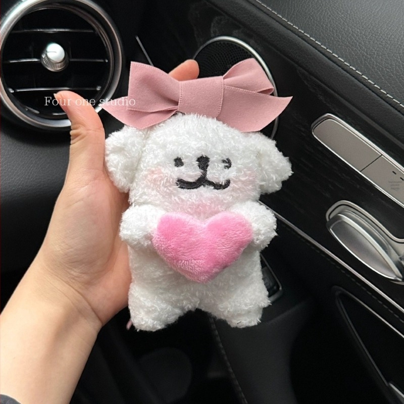 Βελούδινο κρεμαστό αυτοκινήτου με χαριτωμένο κουτάβι, στυλ καρτούν, εσωτερική διακόσμηση αυτοκινήτου, κρεμαστό για τον πίσω καθρέφτη