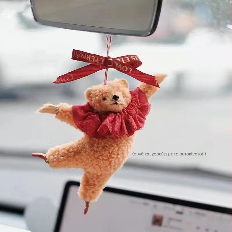Ξύλινο αρκουδάκι για αυτοκίνητο, διακόσμηση εσωτερικού αυτοκινήτου σε στυλ καρτούν