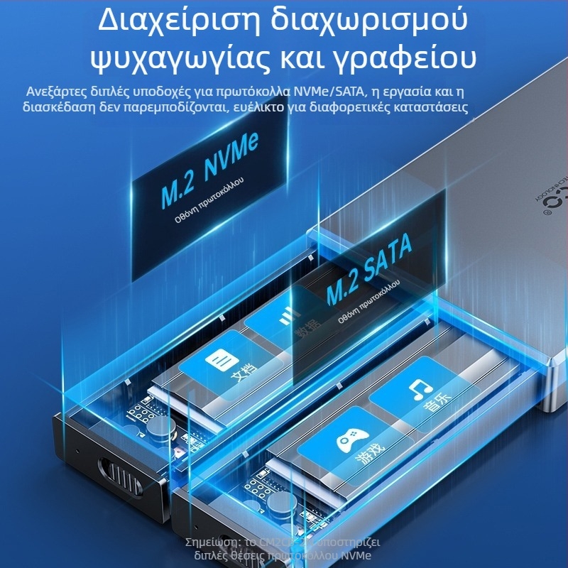 Orico CM2C3 θήκη SSD M.2 NVMe διπλού δίσκου με USB-C διεπαφή, εγγύηση 1 έτους