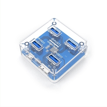 USB 3.0 Διανομέας με 4 Θύρες, Διαφανής Σχεδίαση, 5Gbps, Χωρίς Εξωτερική Τροφοδοσία