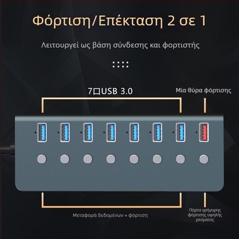 Βιομηχανικός σταθμός σύνδεσης USB 3.0 με 8 θύρες και ανεξάρτητους διακόπτες (εξωτερική τροφοδοσία) - Μοντέλο T292