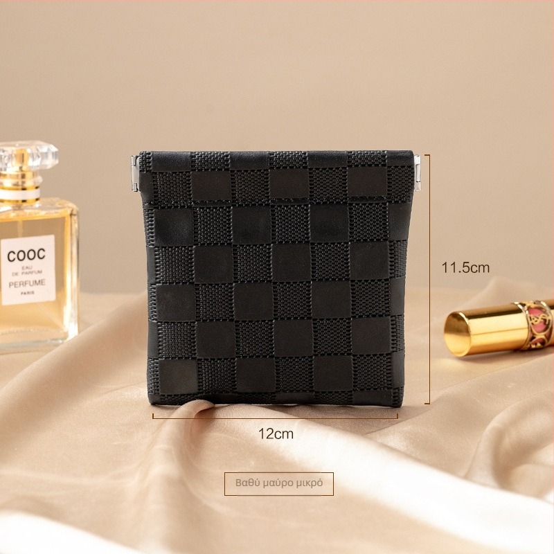 Τσαντάκι καλλυντικών, PVC καρό μοτίβο, χωρίς επένδυση, αστικός μινιμαλισμός, Fairy shi