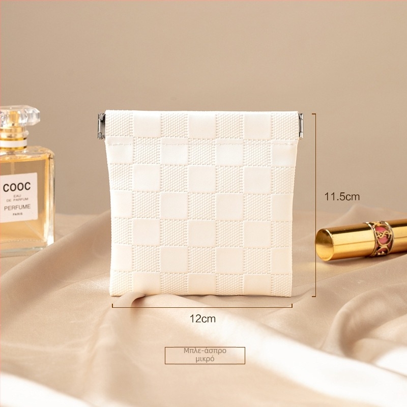 Τσαντάκι καλλυντικών, PVC καρό μοτίβο, χωρίς επένδυση, αστικός μινιμαλισμός, Fairy shi