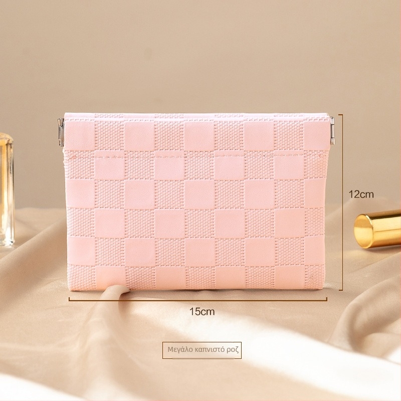 Τσαντάκι καλλυντικών, PVC καρό μοτίβο, χωρίς επένδυση, αστικός μινιμαλισμός, Fairy shi
