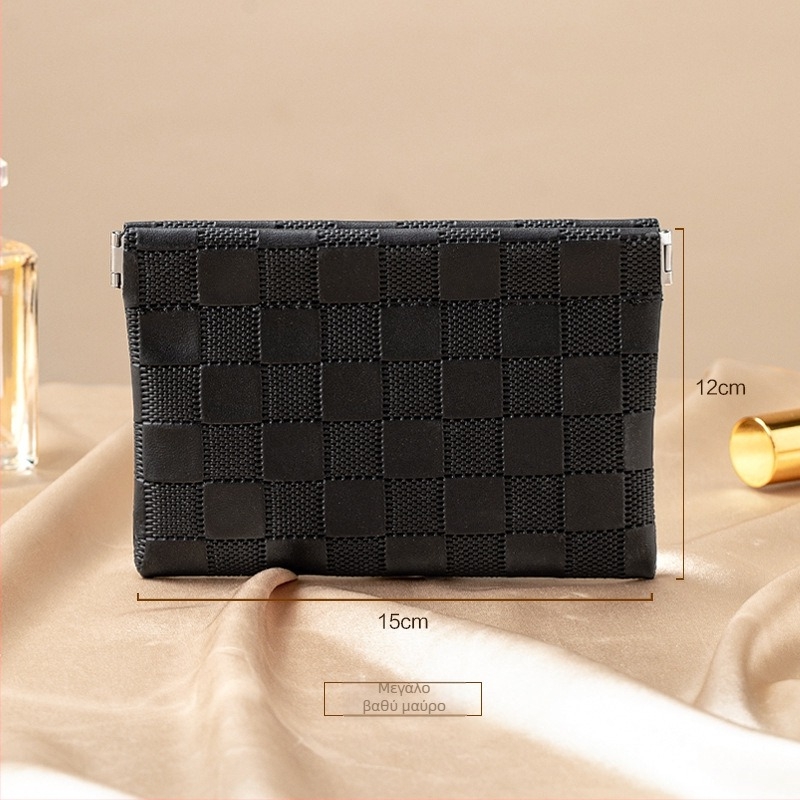 Τσαντάκι καλλυντικών, PVC καρό μοτίβο, χωρίς επένδυση, αστικός μινιμαλισμός, Fairy shi