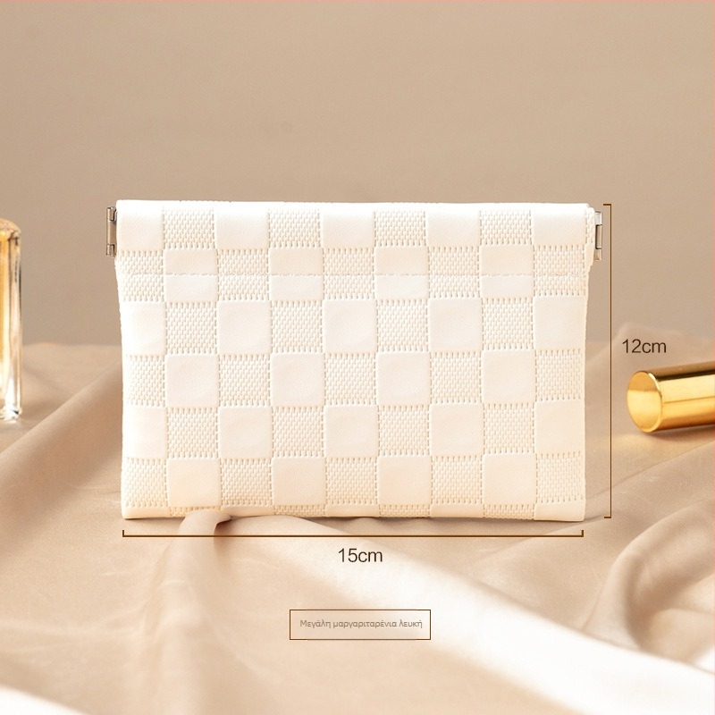 Τσαντάκι καλλυντικών, PVC καρό μοτίβο, χωρίς επένδυση, αστικός μινιμαλισμός, Fairy shi