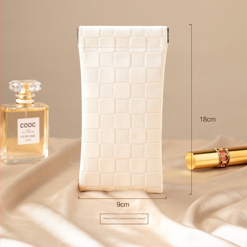 Τσαντάκι καλλυντικών, PVC καρό μοτίβο, χωρίς επένδυση, αστικός μινιμαλισμός, Fairy shi