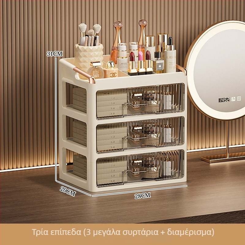 Επιτραπέζιον ντουλάπι αποθήκευσης καλλυντικών με συρτάρια, πολυεπίπεδος οργανωτής για κραγιόν και περιποίηση δέρματος; Υλικό: PP; Λογότυπο εκτυπωμένο: Ναι; Προσαρμογή: Διαθέσιμη; Λανσάρισμα προϊόντος: 2025; Προέλευση: Jieyang