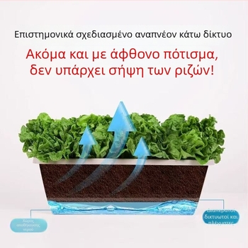 Ορθογώνια γλάστρα μπαλκονιού από ρητίνη για λαχανικά με ρυθμιζόμενη παροχή νερού