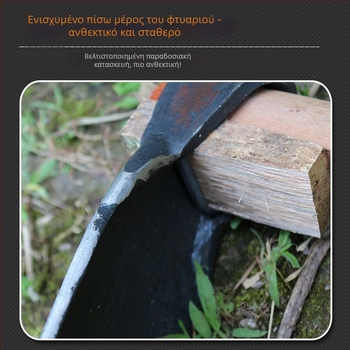 Ατσάλινο ολόσωμο, σφυρηλατημένο πολυλειτουργικό φτυάρι κήπων για γεωργία — ιδανικό για φύτευση λαχανικών, ξερίζωμα ζιζανίων, σκάψιμο βλαστών μπαμπού και λουλουδιών