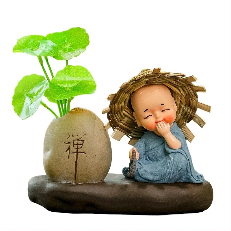 Βάζο – Ζεν υδροπονικό μικρό τοπίο με μοναχό σε καπέλο από άχυρο, Ruijie, μοντέρνο μινιμαλιστικό στυλ (Υλικό: ρητίνη; Μάρκα: Ruijie; Κατηγορία: Βάζο; Στυλ: Μοντέρνος μινιμαλισμός; Συσκευασία: Κάρτον)