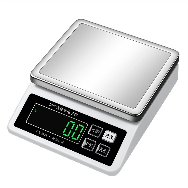 Emperor DH-8903 Αδιάβροχη ζυγαριά κουζίνας, 1 kg/0,1 g–15 kg/1 g, κατασκευή από ανοξείδωτο χάλυβα 304, φόρτιση μέσω DC, πολυλειτουργική ηλεκτρονική ζυγαριά