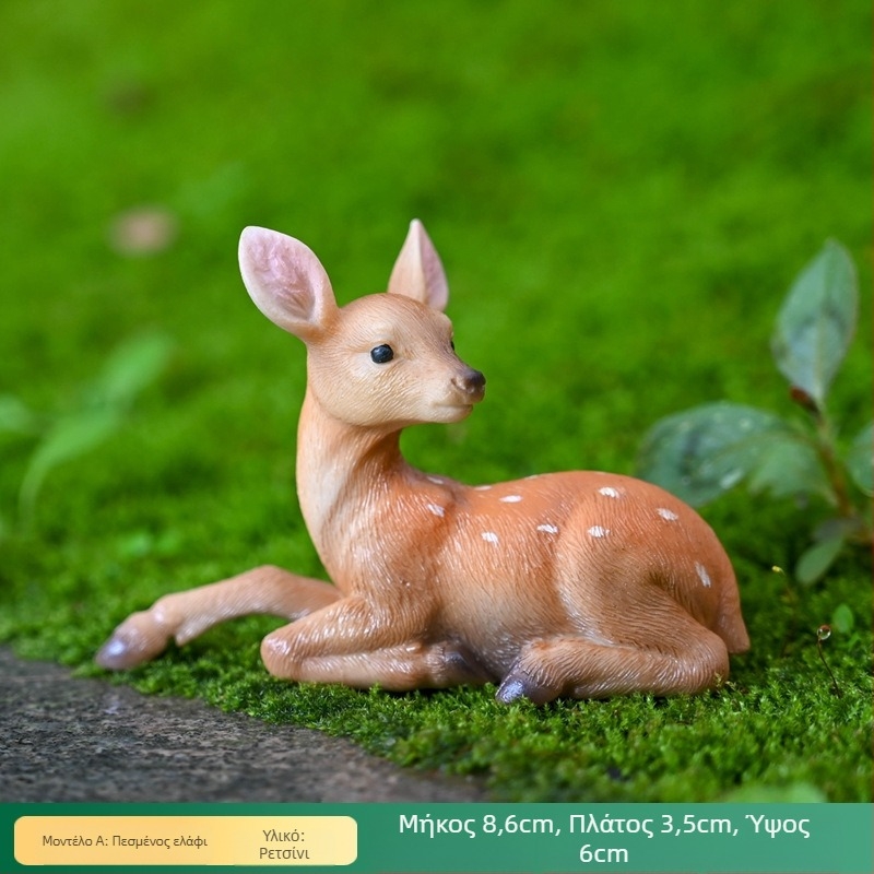Φιγούρα ελάφι από ρητίνη για επιτραπέζιο διακοσμητικό, ποιμενικό στυλ, κατηγορία: Ζώα, συσκευασία: χαρτόνι