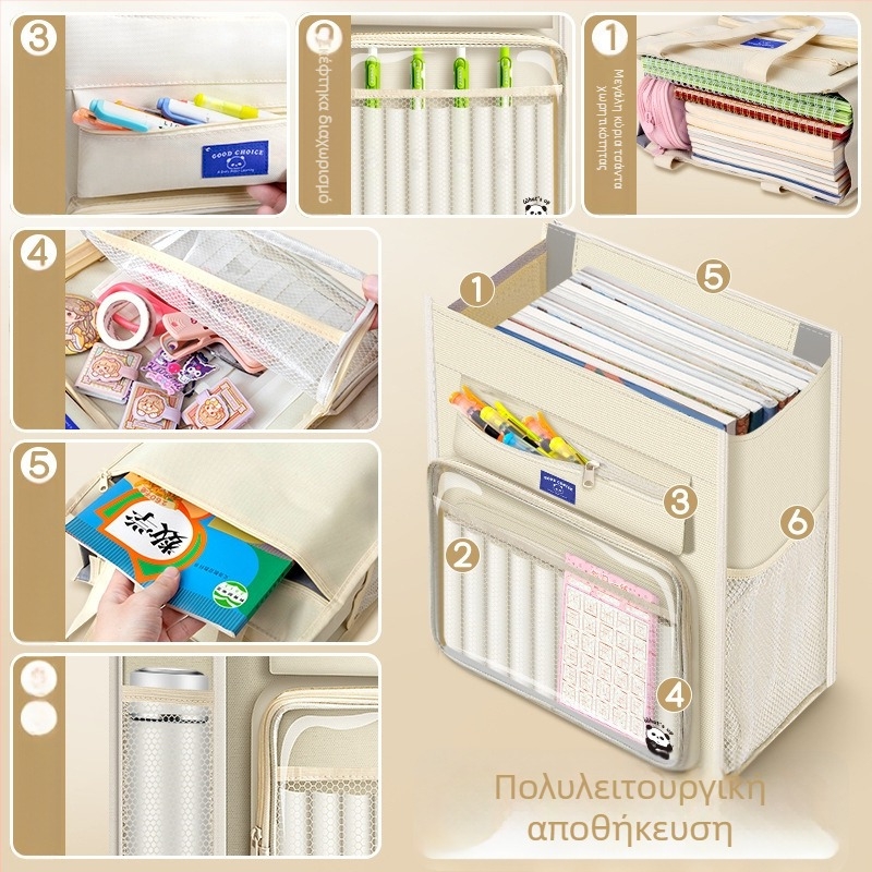 Τσάντα μαθητή με cartoon σχέδιο, Oxford ύφασμα, φερμουάρ, μεγάλη χωρητικότητα, διαφανές παράθυρο