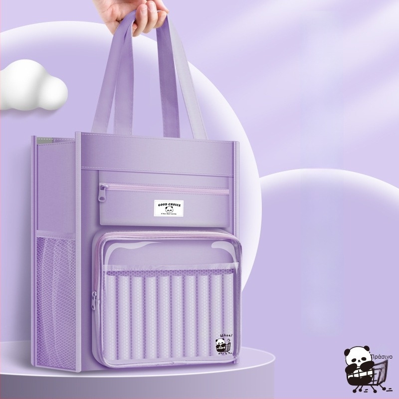 Τσάντα μαθητή με cartoon σχέδιο, Oxford ύφασμα, φερμουάρ, μεγάλη χωρητικότητα, διαφανές παράθυρο