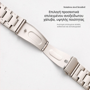 Ζώνη ρολογιού από ανοξείδωτο ατσάλι για smart watch, με άκρη περιτυλιγμένη με κουκκίδες, συμβατή με Apple Watch και Huawei GT