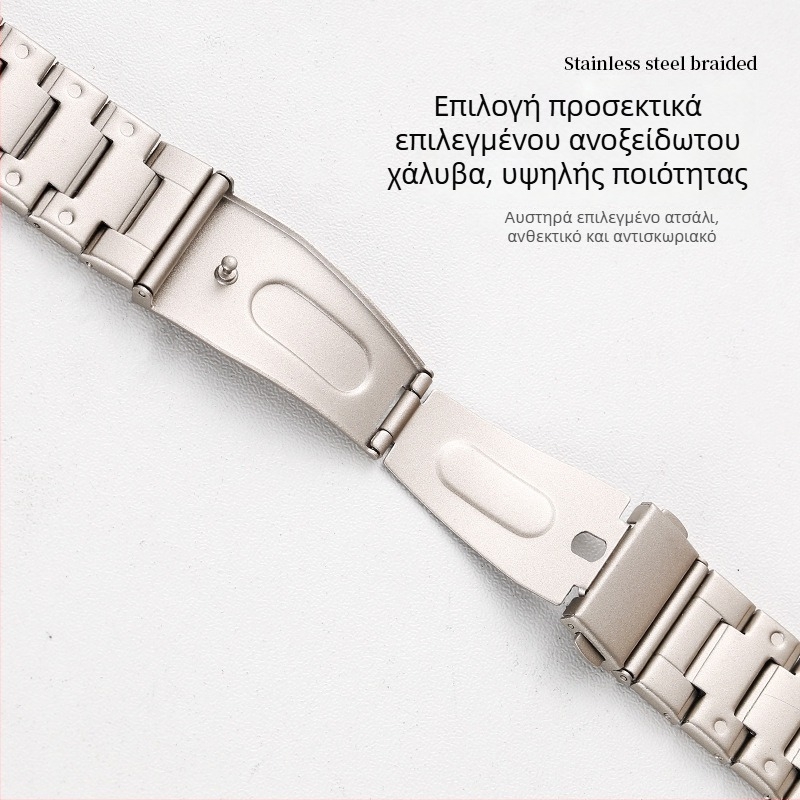 Ζώνη ρολογιού από ανοξείδωτο ατσάλι για smart watch, με άκρη περιτυλιγμένη με κουκκίδες, συμβατή με Apple Watch και Huawei GT