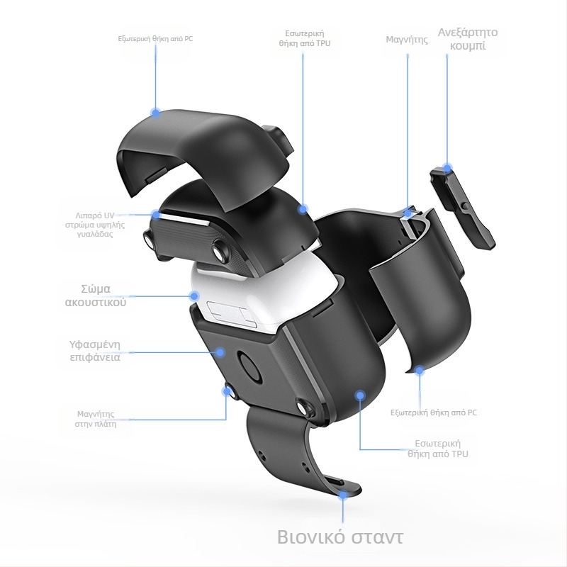 Θήκη προστασίας AirPods Pro 3 με pop-up παράθυρο — TPU+PC περίβλημα, αλουμινένιος σφιγκτήρας, πολυλειτουργική και φορητή