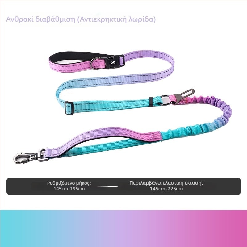 Λουρί σκύλου από πολυεστέρα, crossbody με σώμα, χέρια ελεύθερα, για εξωτερικούς περιπάτους, ανακλαστικό και επεκτεινόμενο, ανθεκτικό σε εκρήξεις