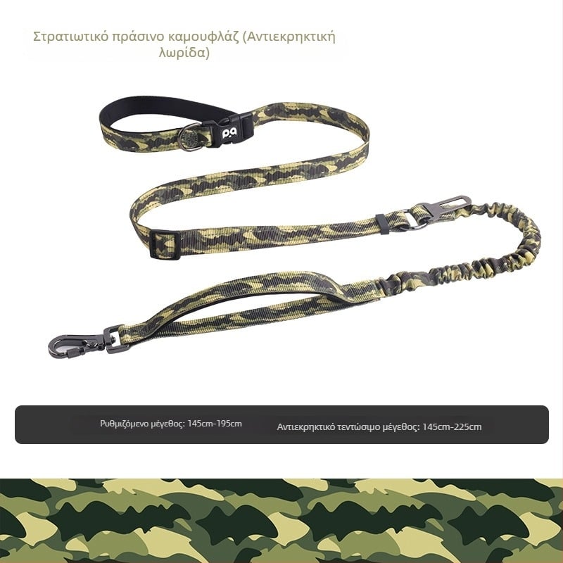 Λουρί σκύλου από πολυεστέρα, crossbody με σώμα, χέρια ελεύθερα, για εξωτερικούς περιπάτους, ανακλαστικό και επεκτεινόμενο, ανθεκτικό σε εκρήξεις