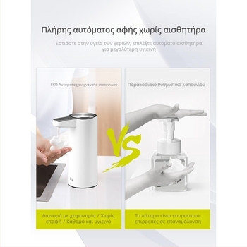 Eko διανομέας αφρού σαπουνιού από ανοξείδωτο ατσάλι με έξυπνο αισθητήρα – Αυτόματος, CE πιστοποιημένο, για νεροχύτη κουζίνας και μπάνιου