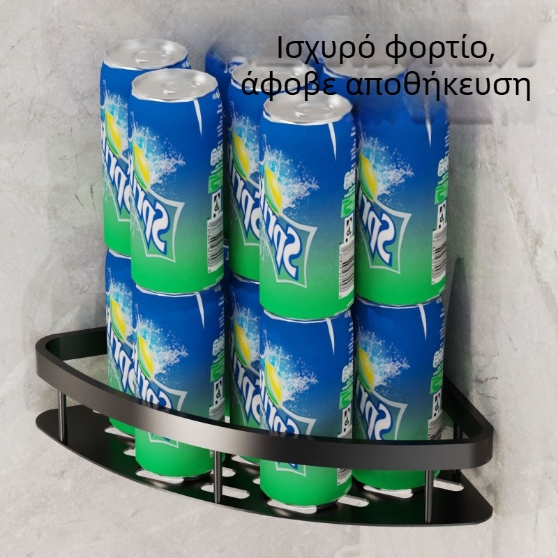 Γωνιακή ραφιέρα μπάνιου για αποθήκευση – 3 επίπεδα, τοίχου, χωρίς τρύπες, Space αλουμίνιο, φορτίο 5–10 kg