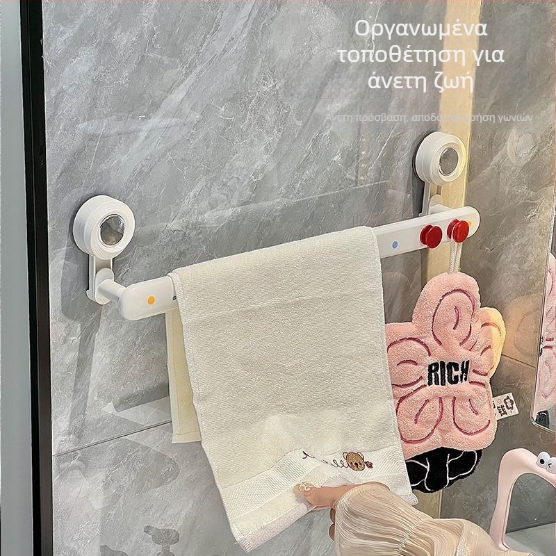 Ράγα πετσέτας μπάνιου με βεντούζα, τοίχου, με γάντζο (Πλαστικό • CE πιστοποίηση • Ράγα πετσέτας • Με γάντζο)