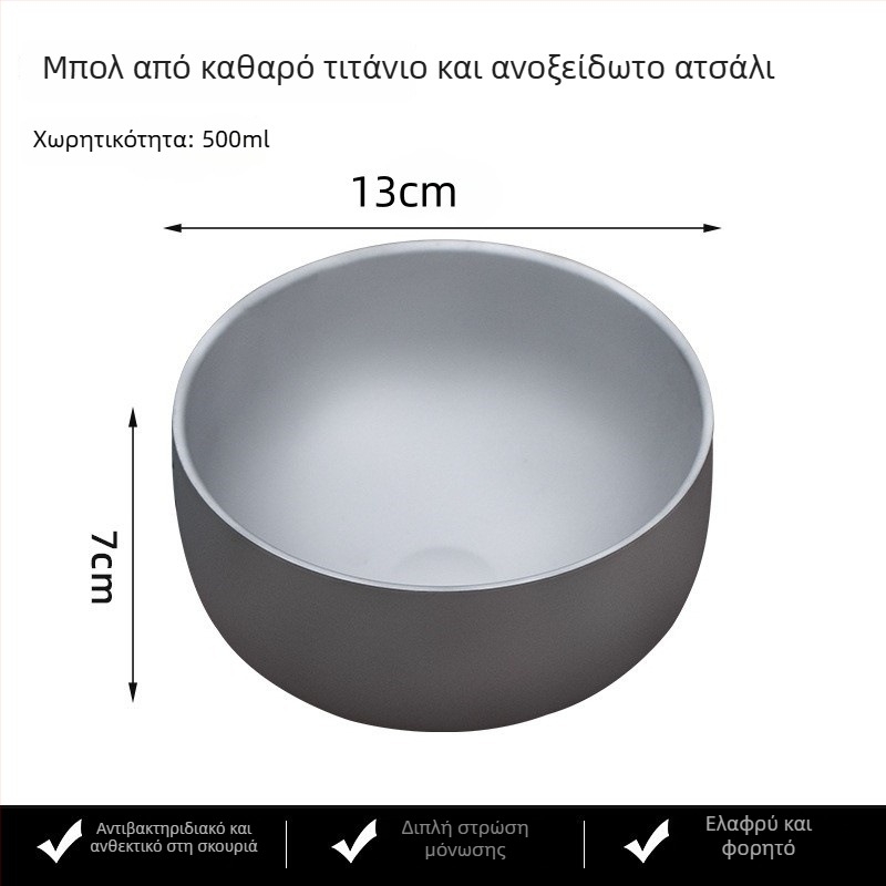 Κύπελλο τιτάνιου με διπλό τοίχωμα και μόνωση θερμότητας, εξωτερικό κάμπινγκ — υψηλής ποιότητας σερβίρισμα