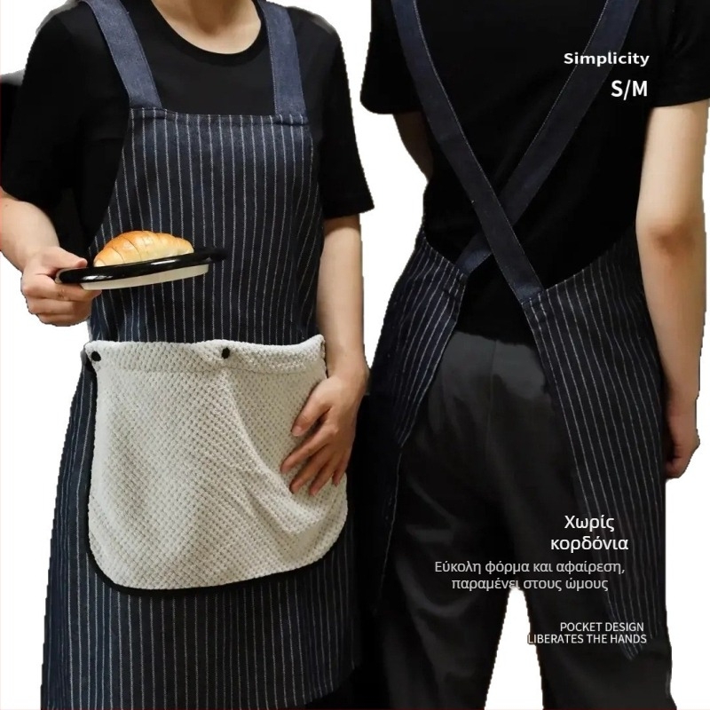 Ποδιά με αποσπώμενο πετσέτα χεριών, χωρίς μανίκια, αδιάβροχη και ανθεκτική στο λάδι, πολυεστέρας