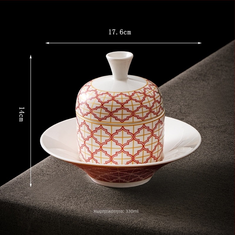 Κεραμικό σετ μονής μερίδας για σούπα και σούπα-κοκτέιλ, σε στιλ ξενοδοχείου, κινέζικου στυλ; Υλικό: κεραμική υψηλής αντοχής σε θερμοκρασίες; Κωδικός Jinxiu