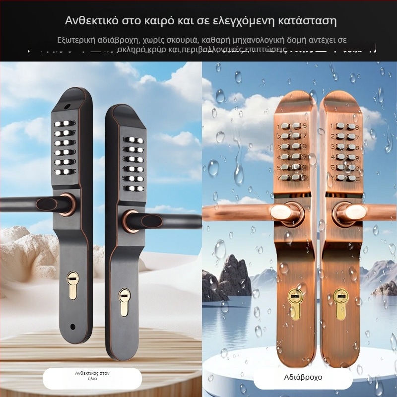 Διπλής όψεως μηχανική πόρτα με κωδικό και κλειδί για εξωτερικές πόρτες και φράχτες, κράμα ψευδάργύρου μοντέλο 608as, πάχος βραχίονα 8 mm, απόσταση 3,5 mm, αριθμητικό τύπος, για οικιακή και επαγγελματική χρήση