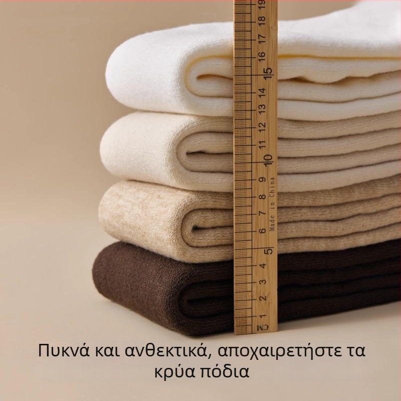 Γυναικείες κάλτσες πάνω από το γόνατο από μαλλί, με επένδυση φλις, χοντρές και ζεστές, μινιμαλιστικό σχέδιο, πλέξη με μία βελόνα