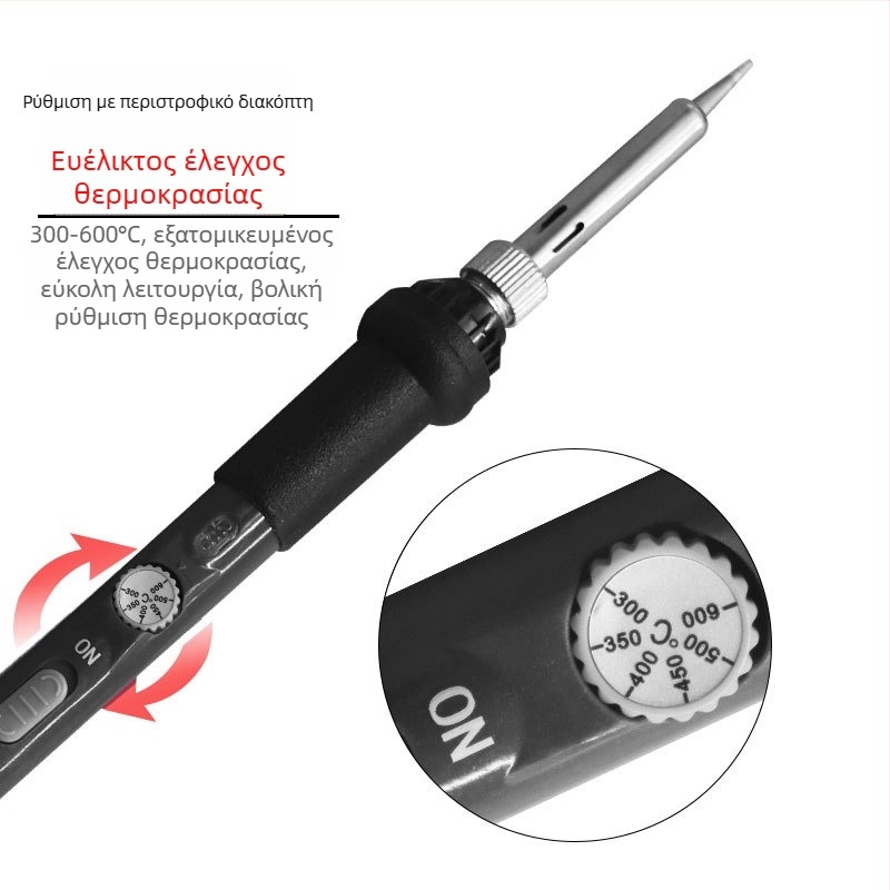 Κολλητήρι συγκόλλησης 100W με ρυθμιζόμενη θερμοκρασία, λαβή από καουτσούκ, 220V, κατάλληλο για συγκόλληση, αποσυναρμολόγηση και πυρογραφία