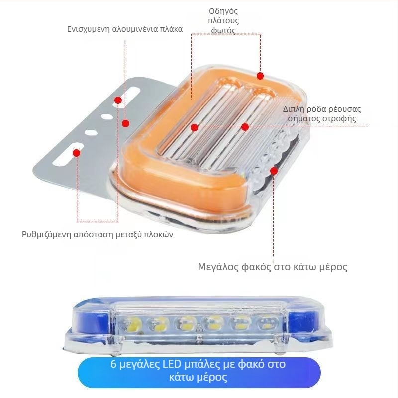 LED πλευρικό φως για μεγάλα φορτηγά και ημιφορτηγά, αδιάβροχο IP6, 12/24V, 0.6W, 40 lm, αλουμινένια βάση