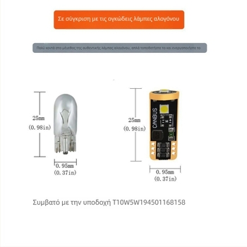 Τ10 ένδειξη φωτιστικού με σφήνα βάση – LED 3SMD3030, CANBUS συμβατό, τάση 12–30 V, 3 W