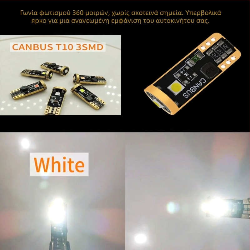 Τ10 ένδειξη φωτιστικού με σφήνα βάση – LED 3SMD3030, CANBUS συμβατό, τάση 12–30 V, 3 W